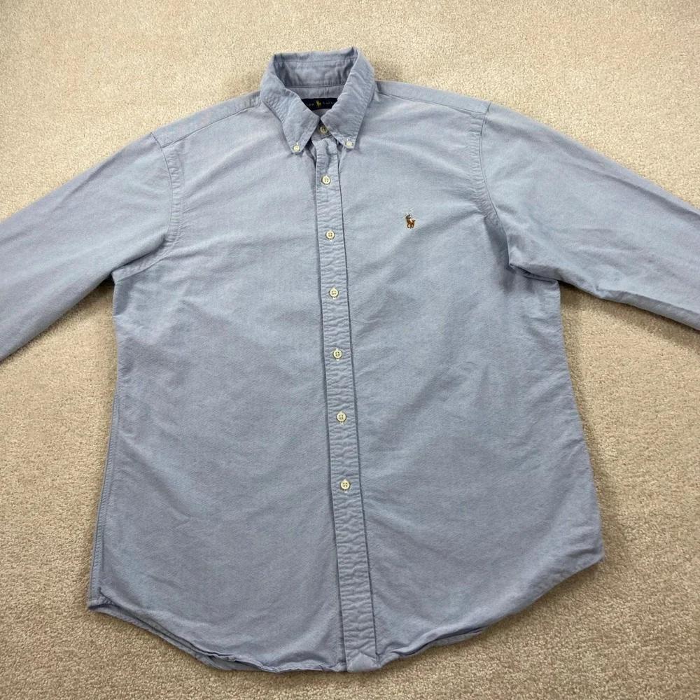 Ralph Lauren Button Down Shirt Mens Large Blue Oxford Long Sleeve Pony Logo